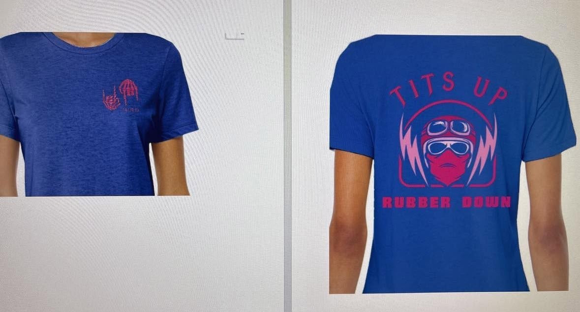 Tits Up Rubber Down Women UV T-Shirt- Blue