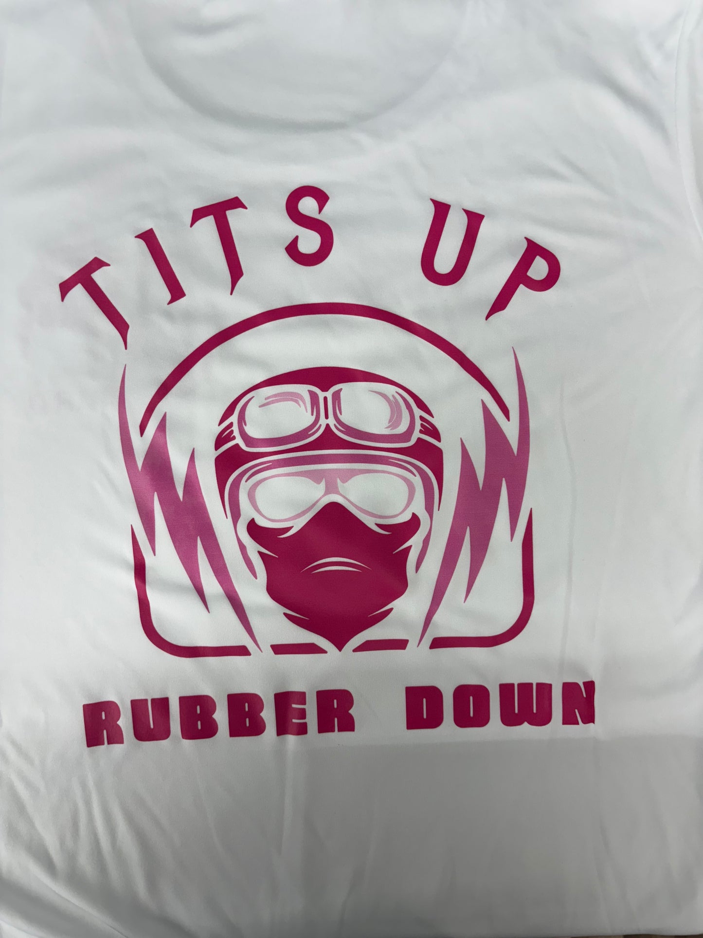 Tits Up Rubber Down Women UV T-Shirt- White