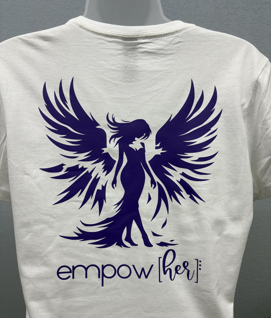 Empow[her] T Shirt- Purple on White