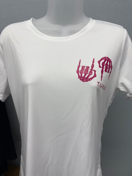 Tits Up Rubber Down Women UV T-Shirt- White