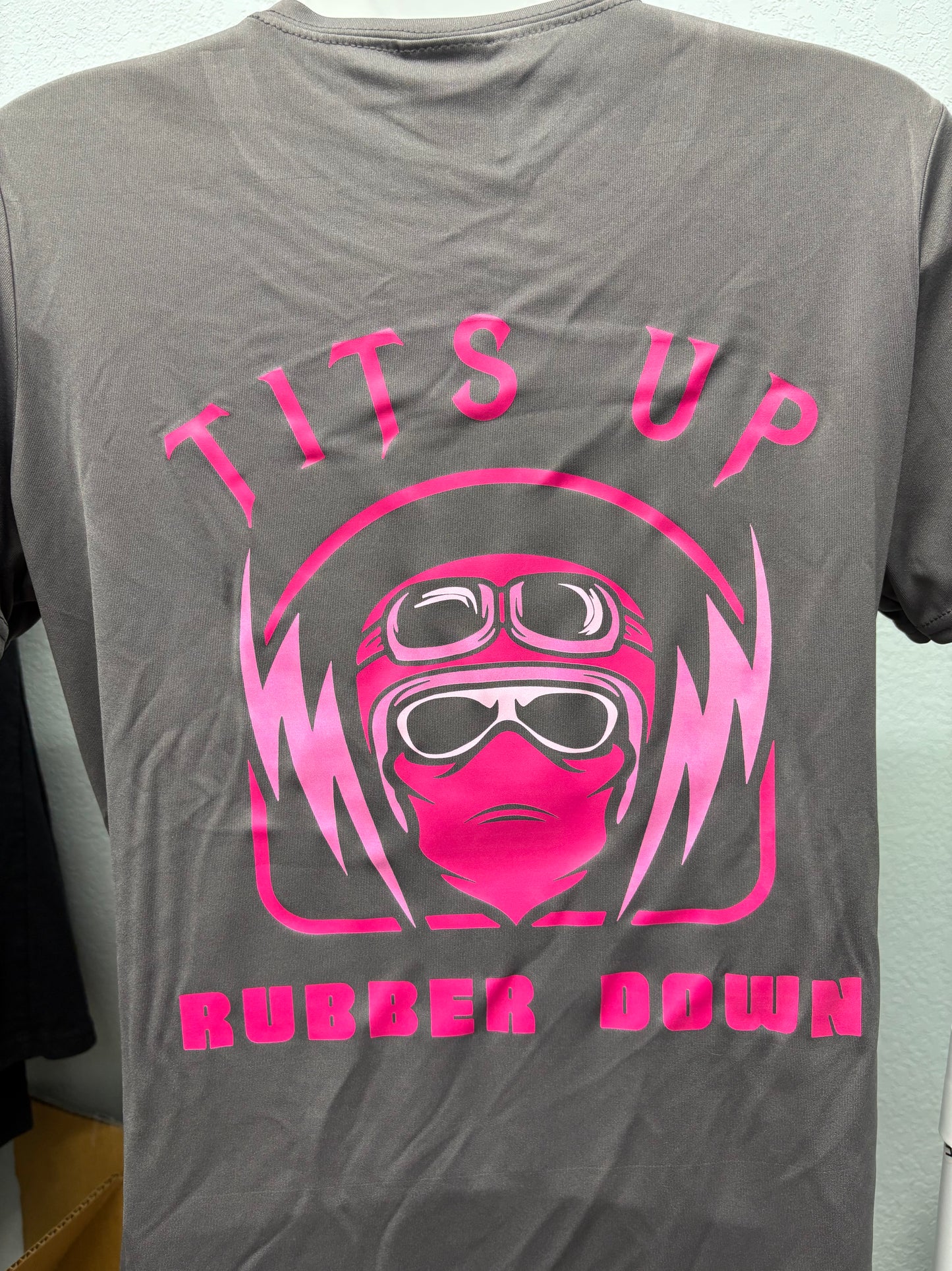Tits Up Rubber Down Women UV T-Shirt- Gray