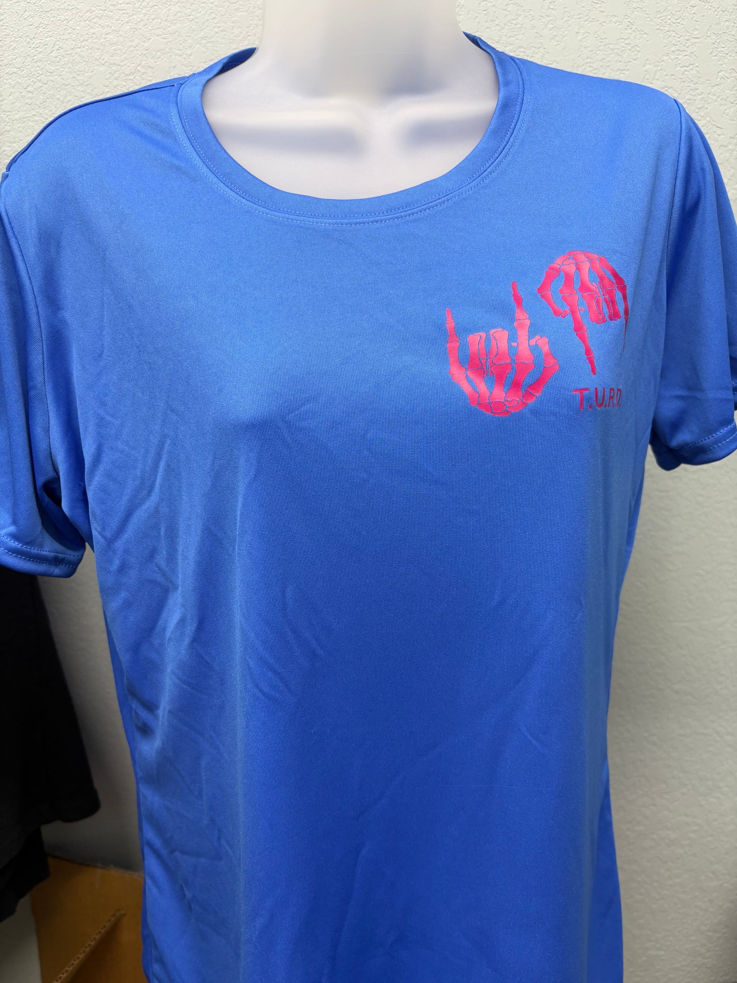 Tits Up Rubber Down Women UV T-Shirt- Blue