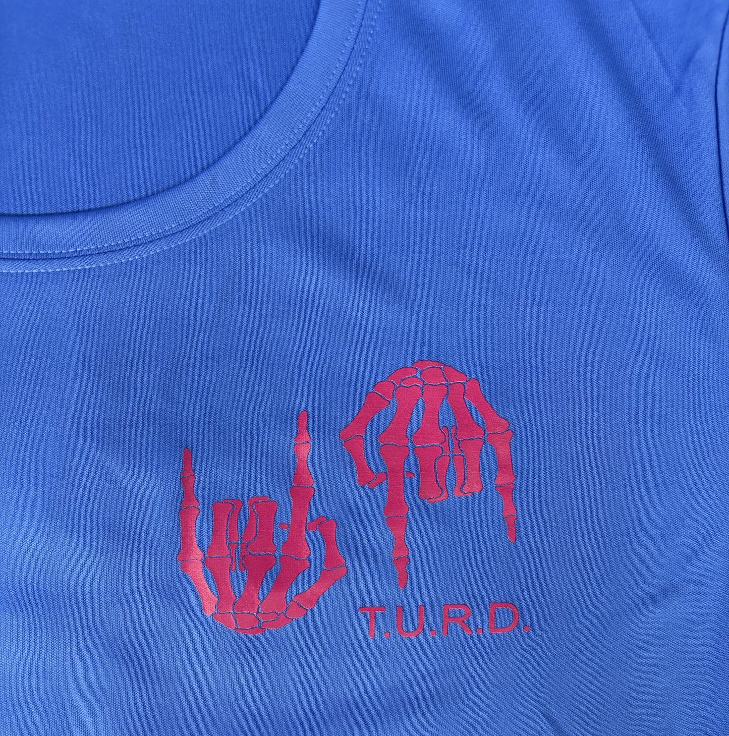 Tits Up Rubber Down Women UV T-Shirt- Blue