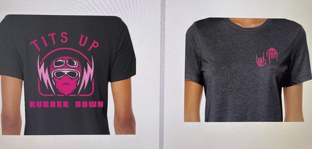 Tits Up Rubber Down Women UV T-Shirt- Gray
