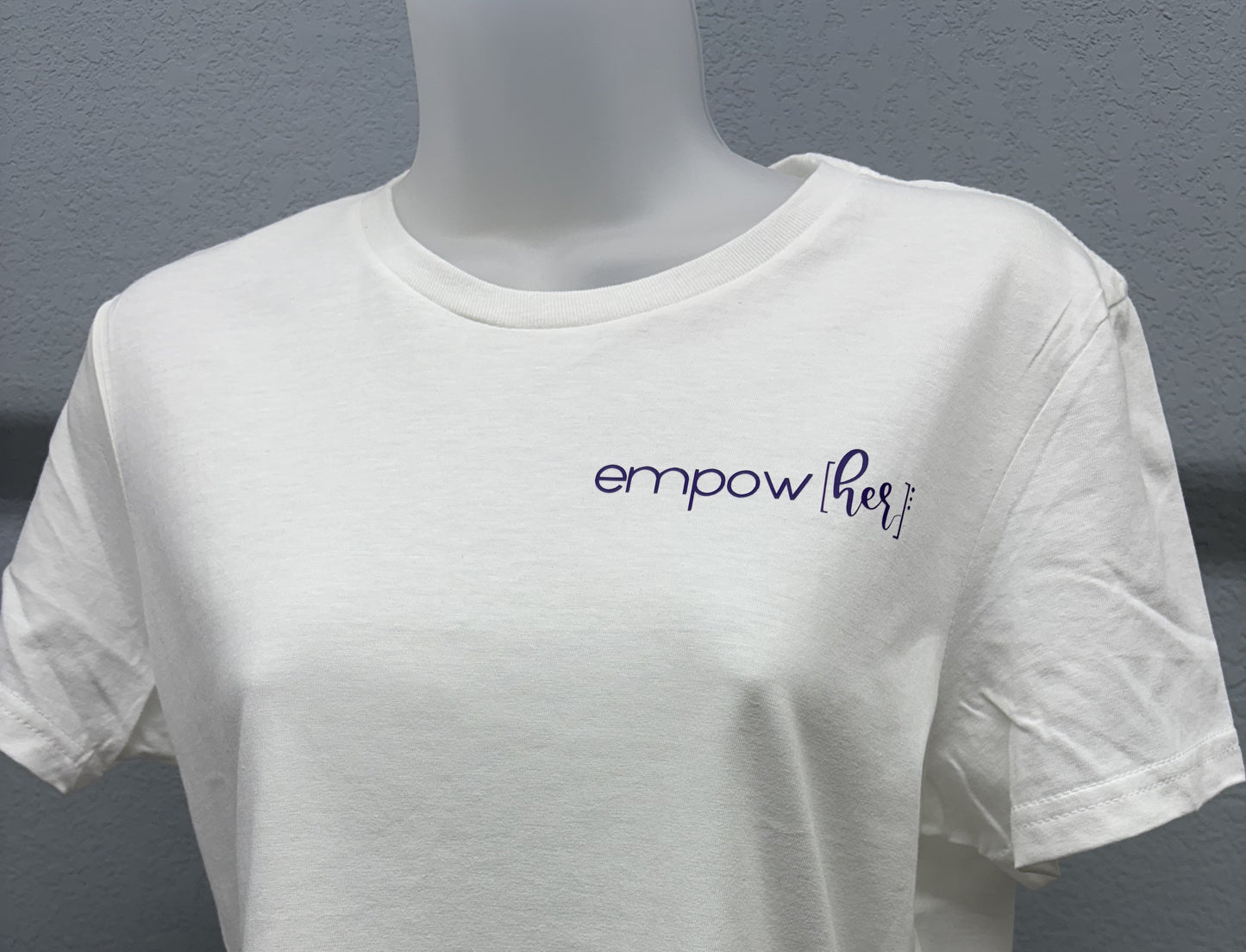 Empow[her] T Shirt- Purple on White