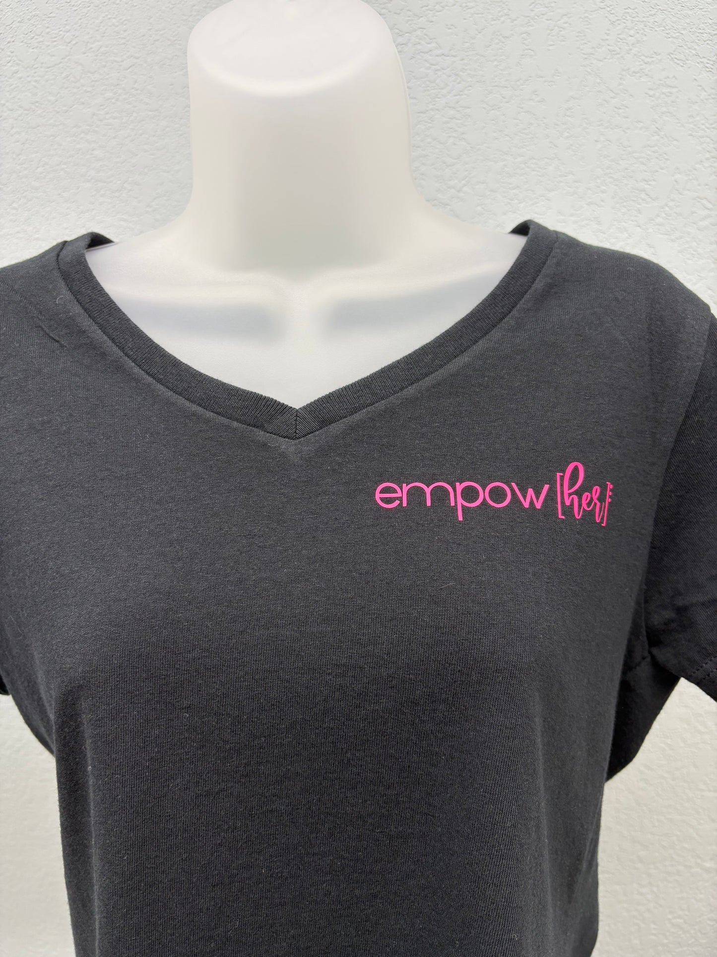 Empow[her] T shirt- Black with Pink